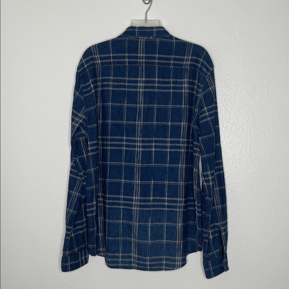 Denim & Supply Ralph Lauren Shirt Men's Large Linen Blend Blue Plaid Button Up - Picture 5 of 6